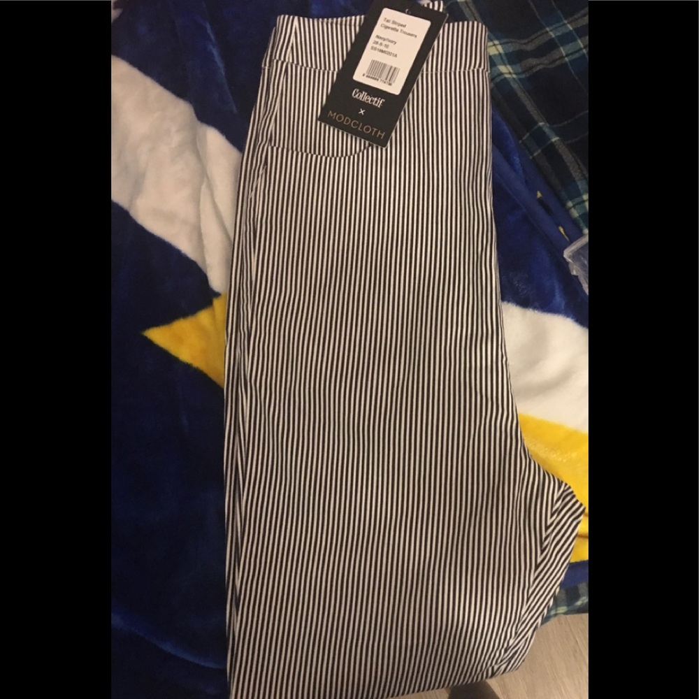 Tall stripped cigarette trousers